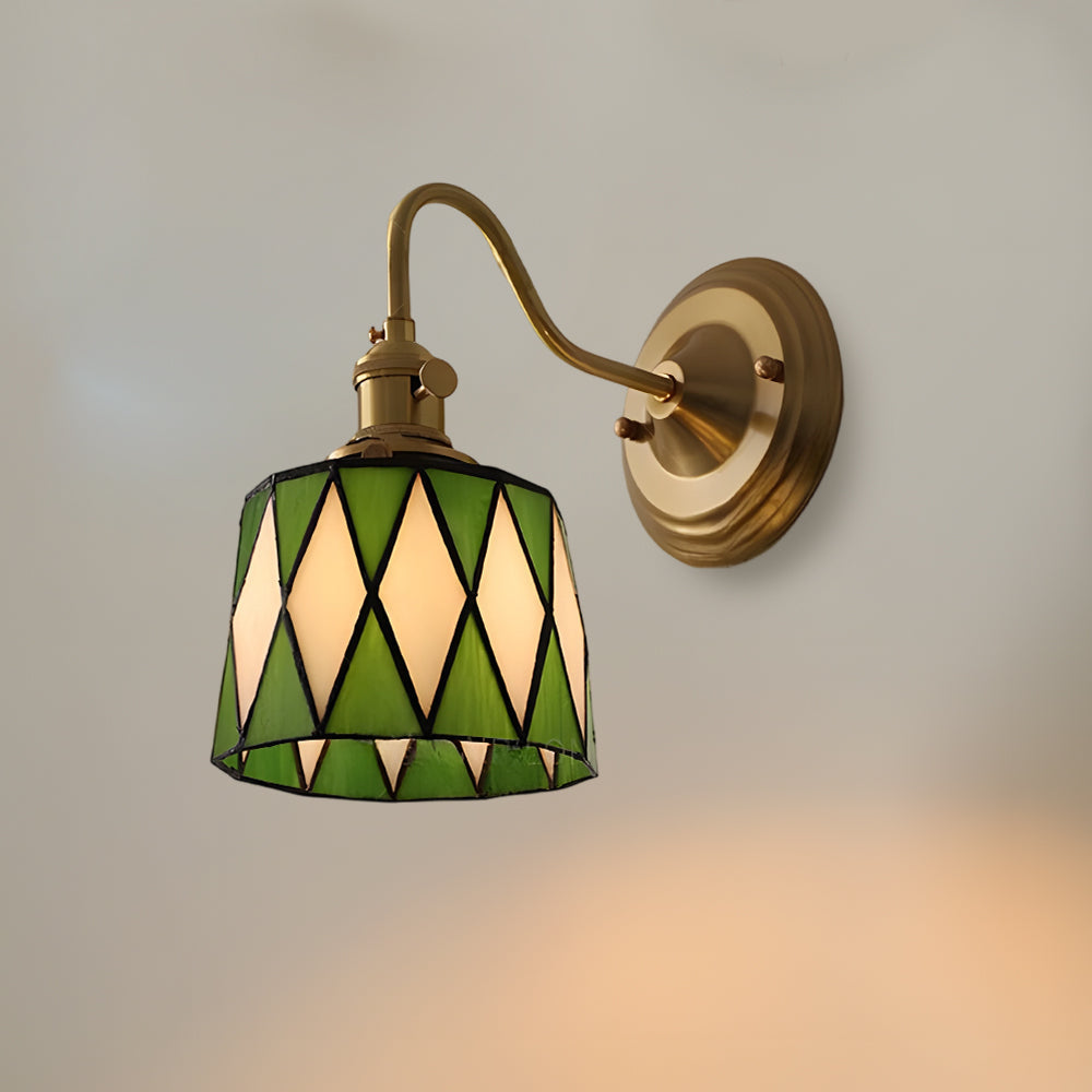 Wandlampe Tiffany Glas Kupfer Art Deco Vintage E27 Arbeitszimmer Flur Wohnzimmer | Restfield